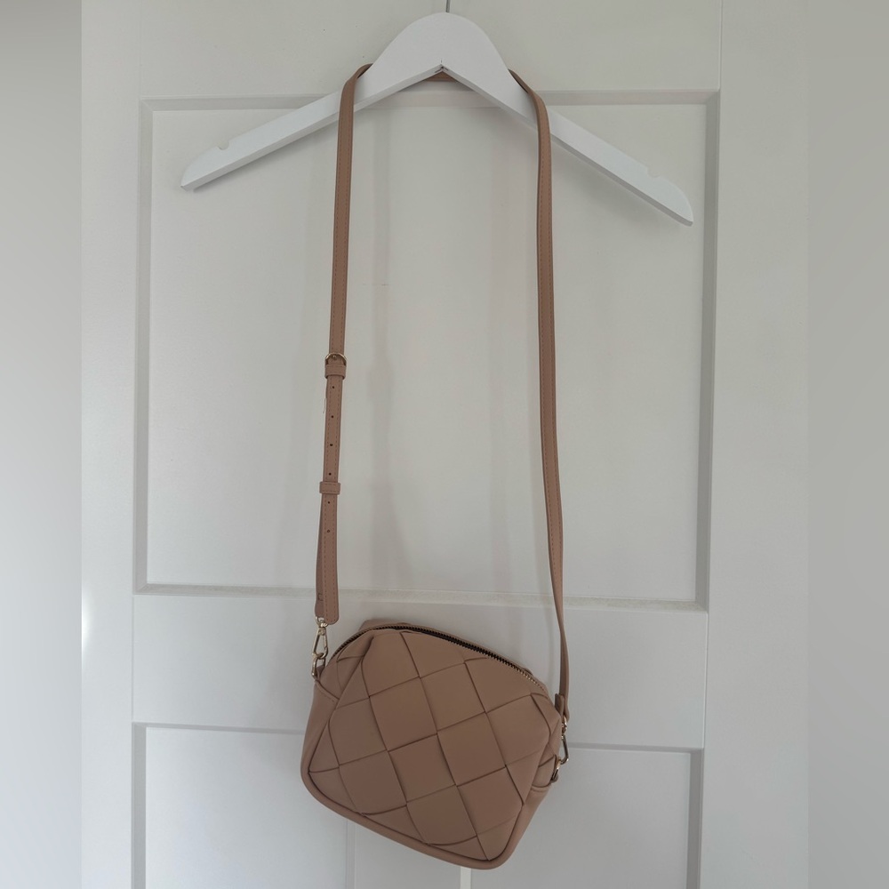 Tan Quilted Crossbody Bag